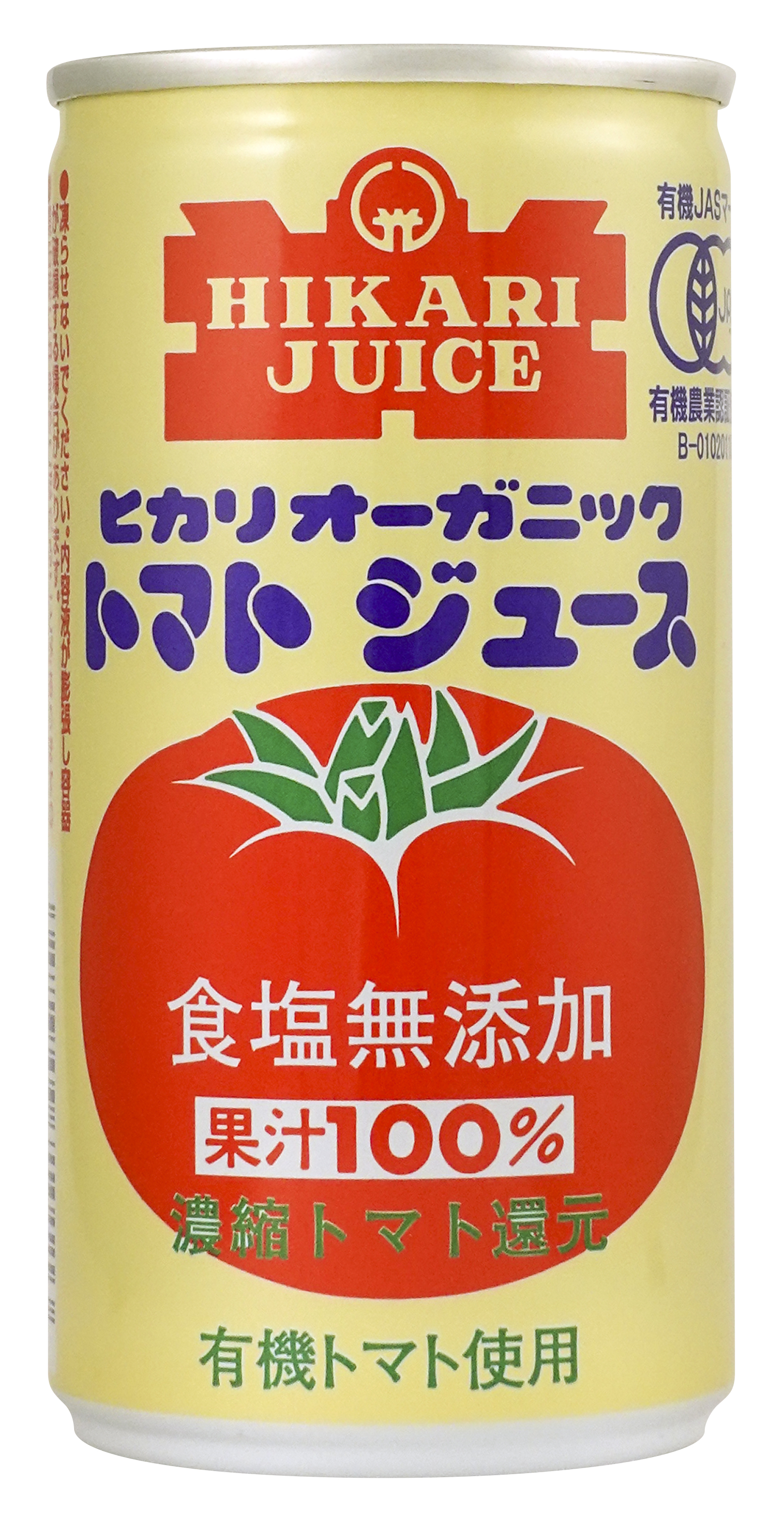 ヒカリ　オーガニックトマトジュース（食塩無添加）　190g