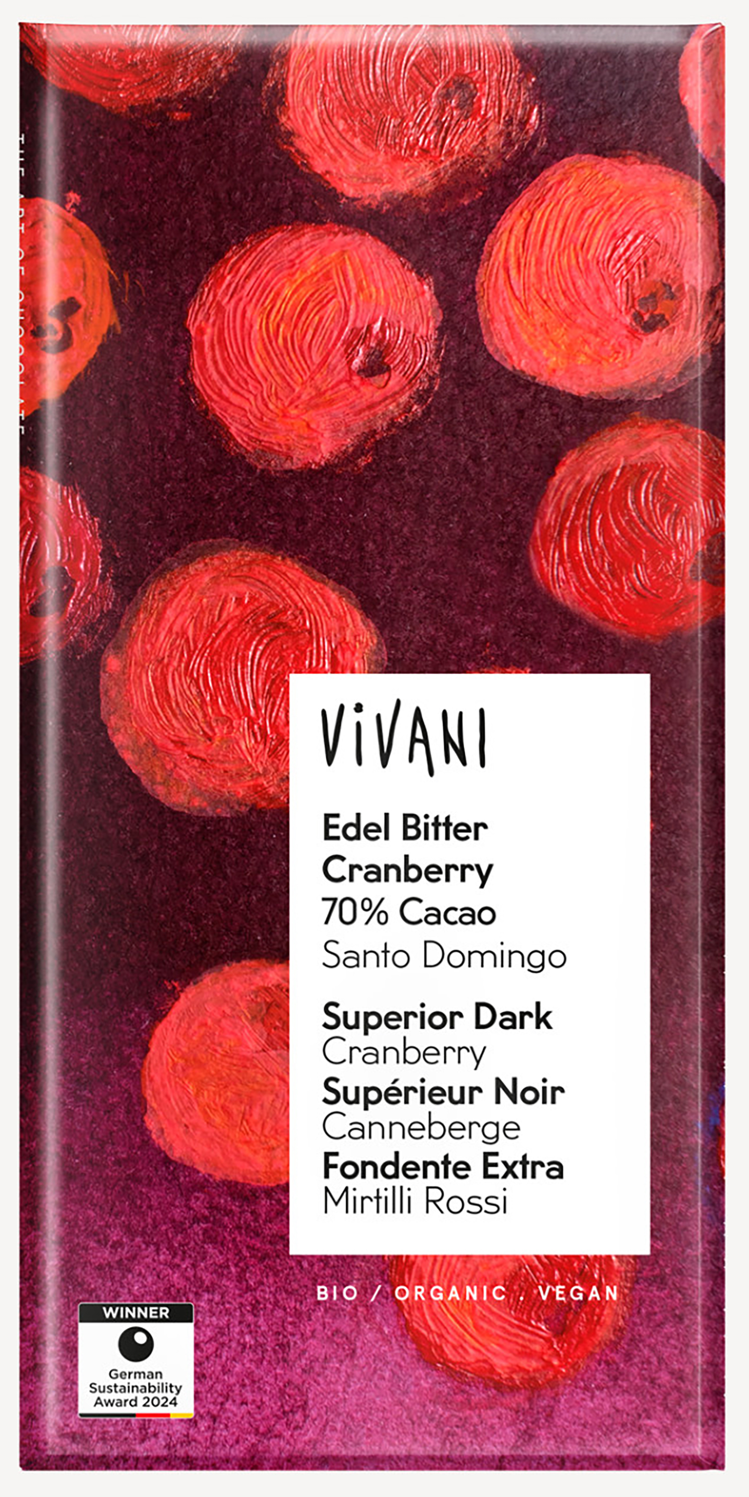 【4/1～7922(冷蔵品)】ViVANI オーガニックダークチョコレート クランベリー　80g