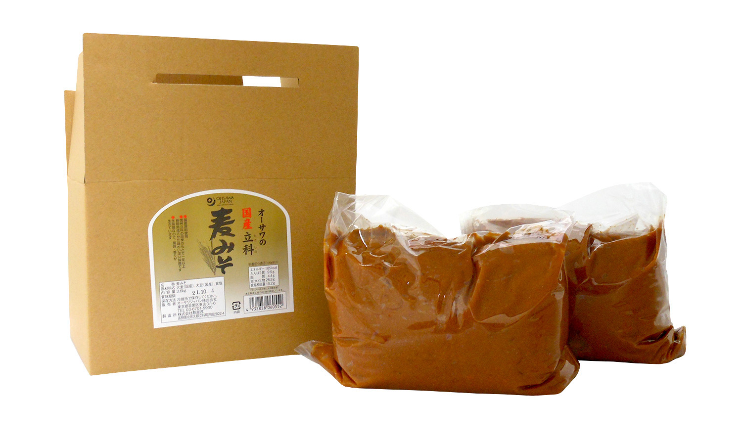 オーサワの国産立科麦みそ(箱入り)　3㎏(1kg×3)