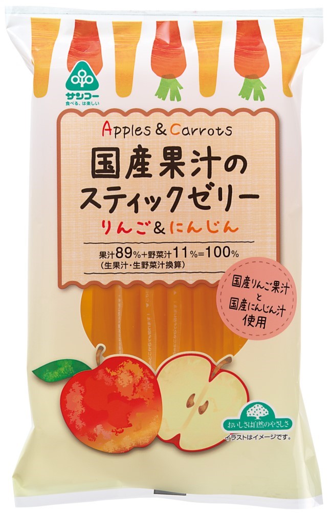 国産果汁のスティックゼリー　りんご＆にんじん　192g(16g×12本)